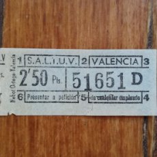 Coleccionismo Billetes de transporte: BILLETE DE AUTOBÚS SALTUV. 2,50 PESETAS. VALENCIA.