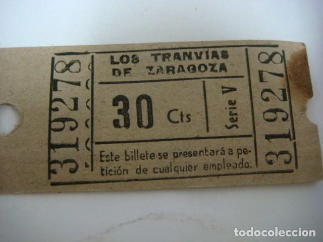 Colecionismos Bilhetes de Transporte: BILLETE DE TRANVIA DE ZARAGOZA 30 CTS ANTIGUO
