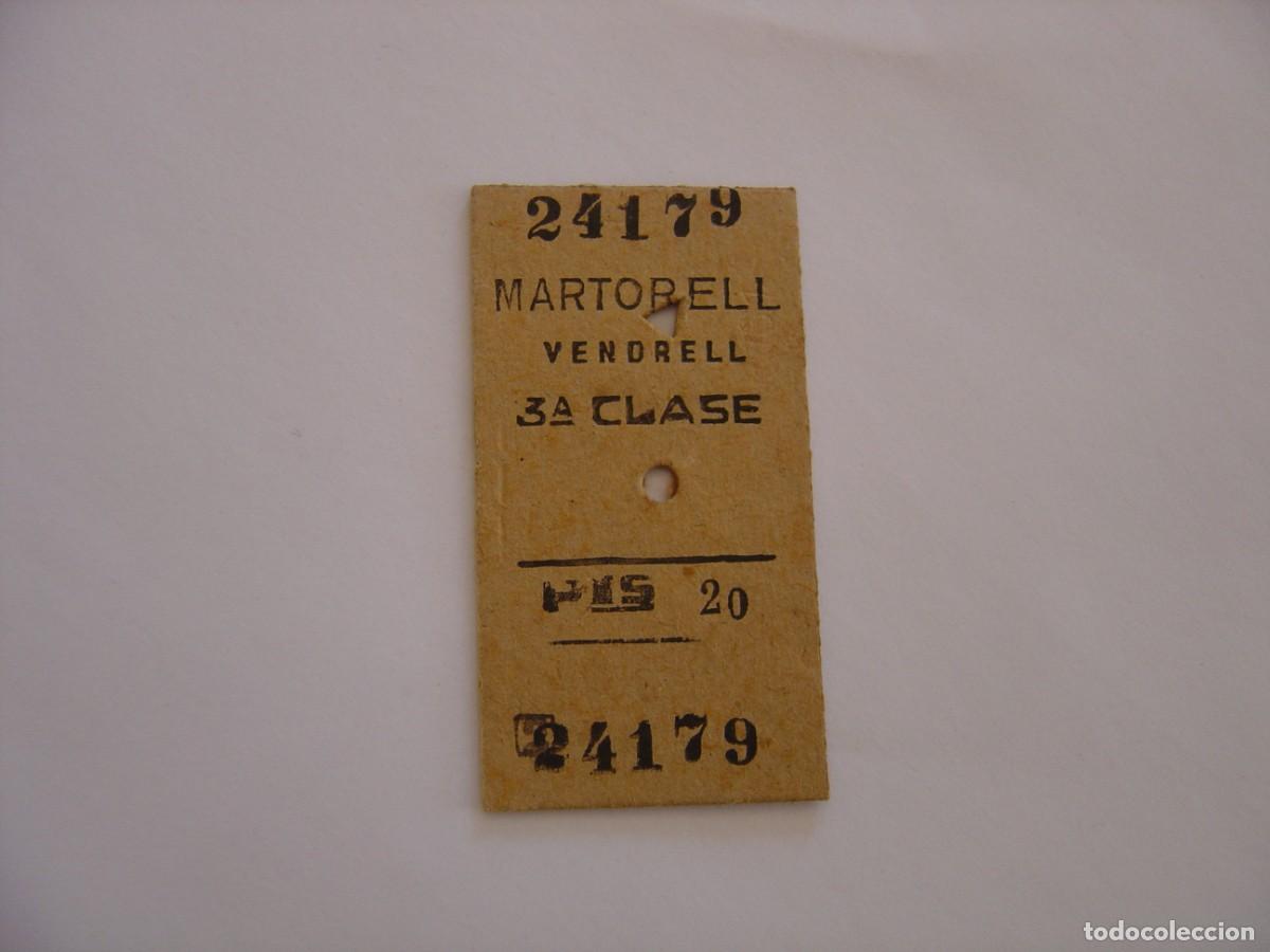 Sammeln von Fahrkarten: BILLETE DE TREN DE 3&ordf; CLASE. MARTORELL AL VENDRELL. 20-03-1966. pts: 20