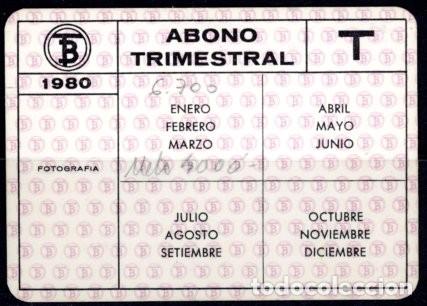 Colecionismos Bilhetes de Transporte: (F21/9) ABONO TRIMESTRAL DE TRANVIAS DE BARCELONA // 1980 / 5LG-11