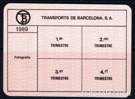 Colecionismos Bilhetes de Transporte: (F21/9) ABONO TRIMESTRAL DE TRANVIAS DE BARCELONA // 1989 / 5LG-11