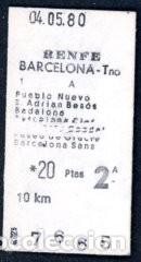 Colecionismos Bilhetes de Transporte: BILLETE EDMONDSON DE RENFE /1980