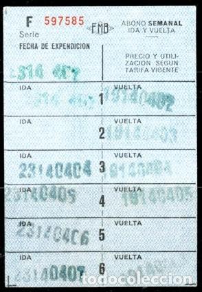 Coleccionismo Billetes de transporte: (F36-6) ABONO SEMANAL DE FMB // IDA Y VUELTA // 5LG-10