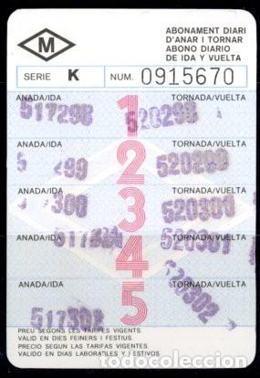 Coleccionismo Billetes de transporte: (F36-6) ABONAMENT DIARI D'ANAR I TORNAR / METRO BCN // 5LG-11