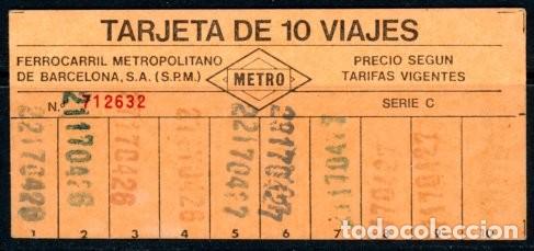Coleccionismo Billetes de transporte: (F36/6) TARJETA DE 10 VIAJES DEL METRO DE BCN // 5LG-12