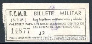 Coleccionismo Billetes de transporte: (F36/5) BILLETE MILITAR DEL METRO DE BARCELONA // ALB2-59