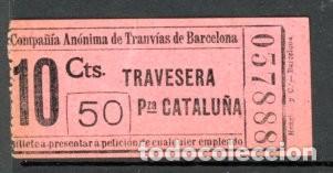 Coleccionismo Billetes de transporte: (F01/6) BILLETE DE COMPA&Ntilde;IA ANONIMA DE TRANVIAS DE BARCELONA / ALB2-7