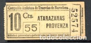 Coleccionismo Billetes de transporte: (F01/6) BILLETE DE COMPA&Ntilde;IA ANONIMA DE TRANVIAS DE BARCELONA / ALB2-7