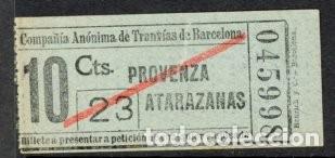 Coleccionismo Billetes de transporte: (F01/6) BILLETE DE COMPA&Ntilde;IA ANONIMA DE TRANVIAS DE BARCELONA / ALB2-7