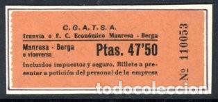 Sammeln von Fahrkarten: BILLETE TRANVIA , F.C. ECONOMICO MANRESA - BERGA // 6LG12