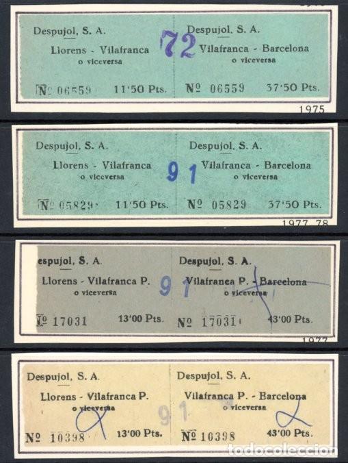Sammeln von Fahrkarten: 4 BILLETES EMPRESA DESPUJOL, S.A. 7 LLORENS, VILEFRANCA P. , BARCELONA // 6LG16