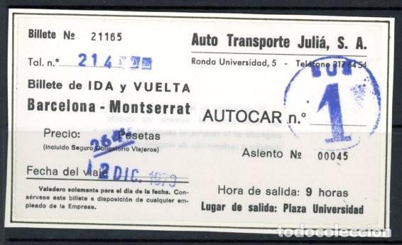 Sammeln von Fahrkarten: BILLETE AUTO-TRANSPORTE JULIA, S.L. / MONTSERRAT- BARCELONA // 6LG30