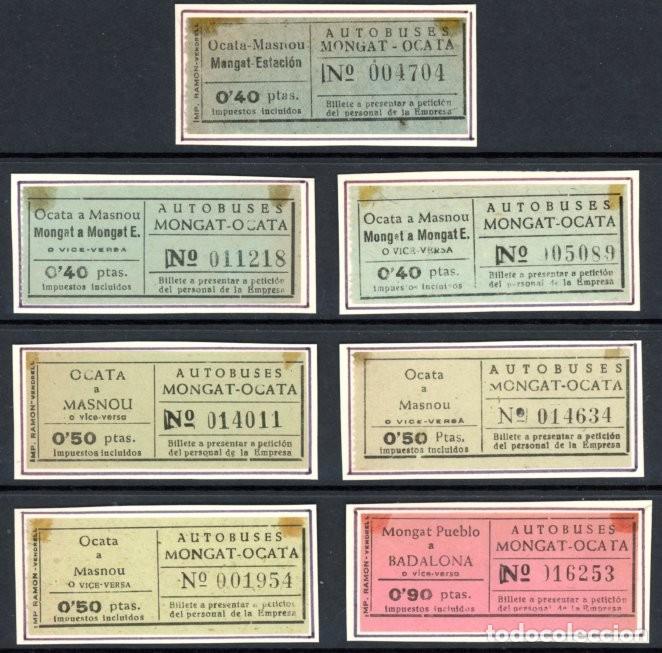 Sammeln von Fahrkarten: 7 BILLETES EMPRESA AUTOBUSES MONGAT-OCATA / MASNOU - BADALONA - // 6LG35
