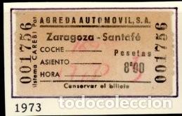 Sammeln von Fahrkarten: BILLETE DE AGREDA AUTOMOVIL,S.A. // ZARAGOZA - SANTA FE / 1973 // 9LG4