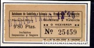 Sammeln von Fahrkarten: BILLETE DE AUTOBUSES DE GODELLETA A VALENCIA // 9LG6