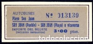 Sammeln von Fahrkarten: BILLETE DE AUTOBUSES PLAYA SAN JUAN // 9LG9
