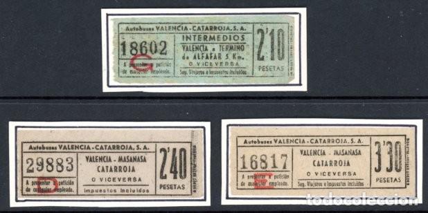 Sammeln von Fahrkarten: 3 BILLETES DE AUTOBUSES VALENCIA - CATARROJA, S.A. / ALFAFAR, MASANASA, // 9LG10