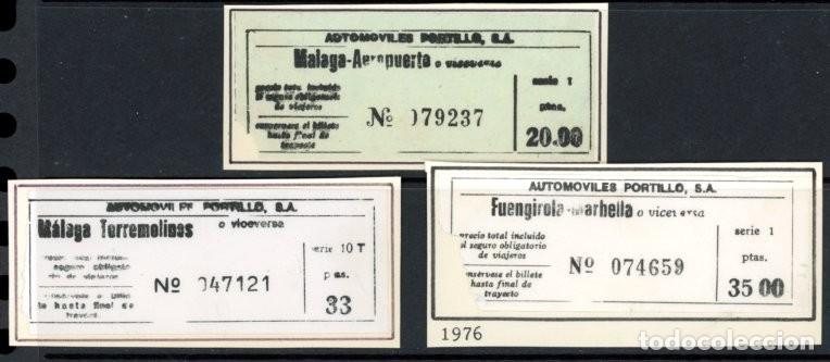 Sammeln von Fahrkarten: 3 BILLETES DE AUTOMOVILES PORTILLO,S,A, / MALAGA, TORREMOLINOS, FUENGIROLA // 9LG13