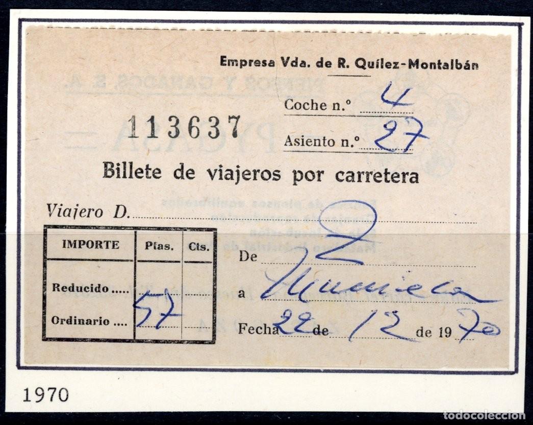 Sammeln von Fahrkarten: BILLETE DE EMPRESA VDA. DE R. QUILEZ - MONTALBAN // 9LG28