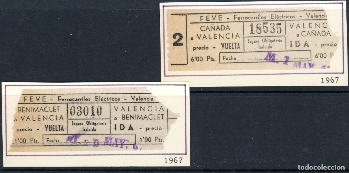 Sammeln von Fahrkarten: 2 BILLETES DE FEVE VALENCIA / CA&Ntilde;ADA, BENIMACLET / 1967 // 9LG29