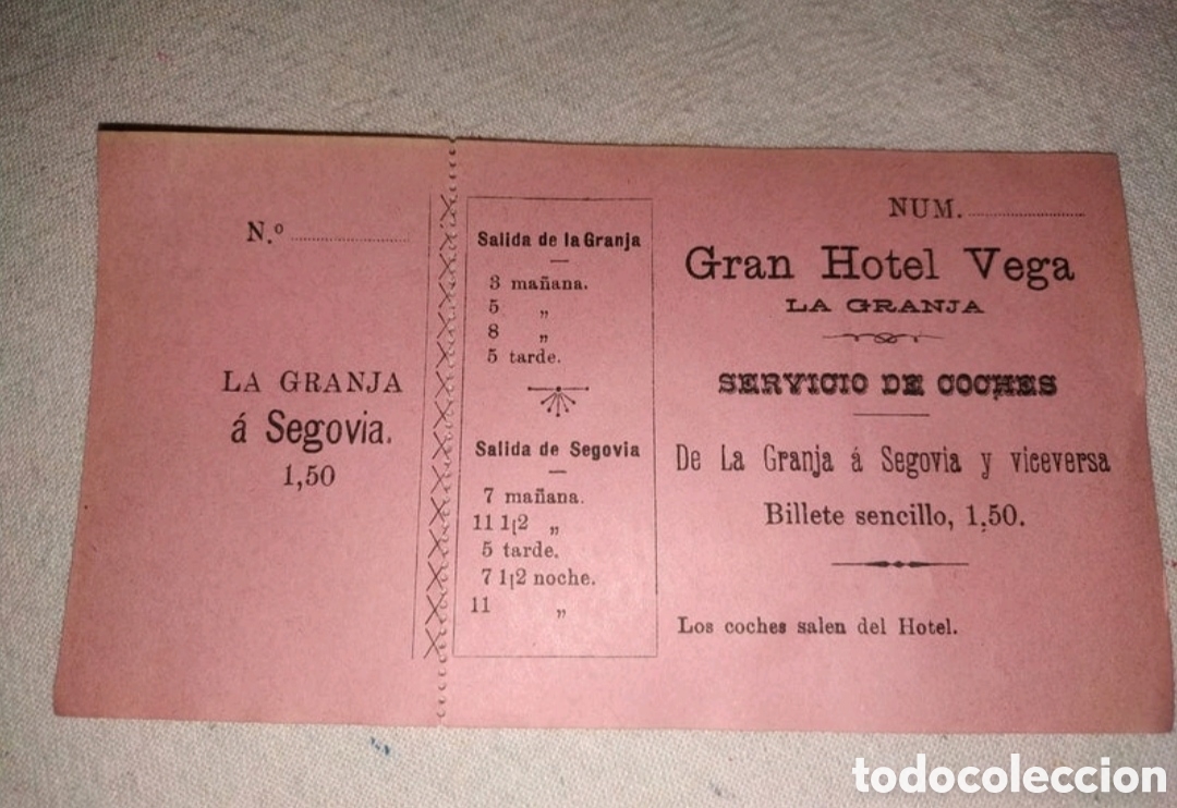 Collectables Transport Tickets: Billete antiguo siglo XIX la Granja Segovia