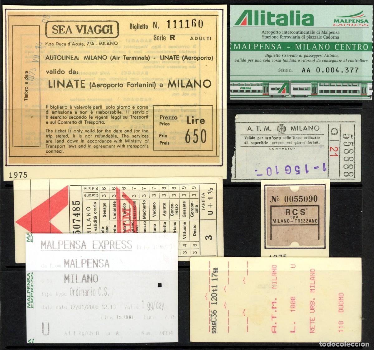 Colecionismos Bilhetes de Transporte: 7 BILLETES DE MILAN / ITALIA / 11GL3