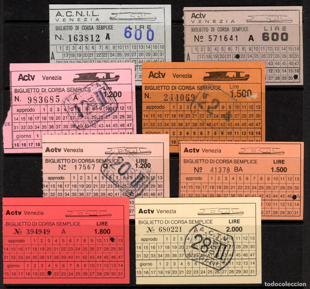 Colecionismos Bilhetes de Transporte: 8 BILLETES DE VENECIA / ITALIA / 11GL9