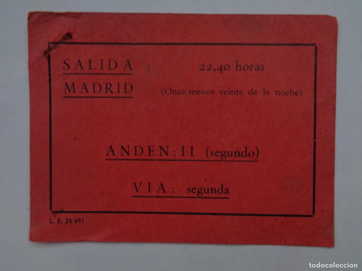 Colecionismos Bilhetes de Transporte: BILLETE DE TREN , SALIDA DE MADRID . A&Ntilde;OS 60