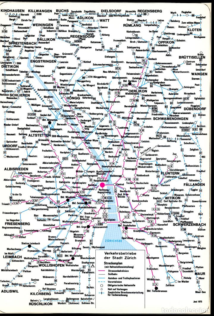 Colecionismos Bilhetes de Transporte: PLANO DE LA RED DE TRANVIAS , AUTOBUSES DE ZURICH / A&Ntilde;O 1975 / 12LG55