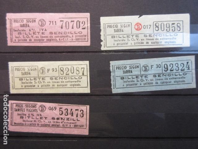 Coleccionismo Billetes de transporte: Ref: COL_BILLE_BCN_01 - COLECCION BILLETAJE BARCELONA TODOS DIFERENTES - 5 BILLETES SENCILLO SENZILL