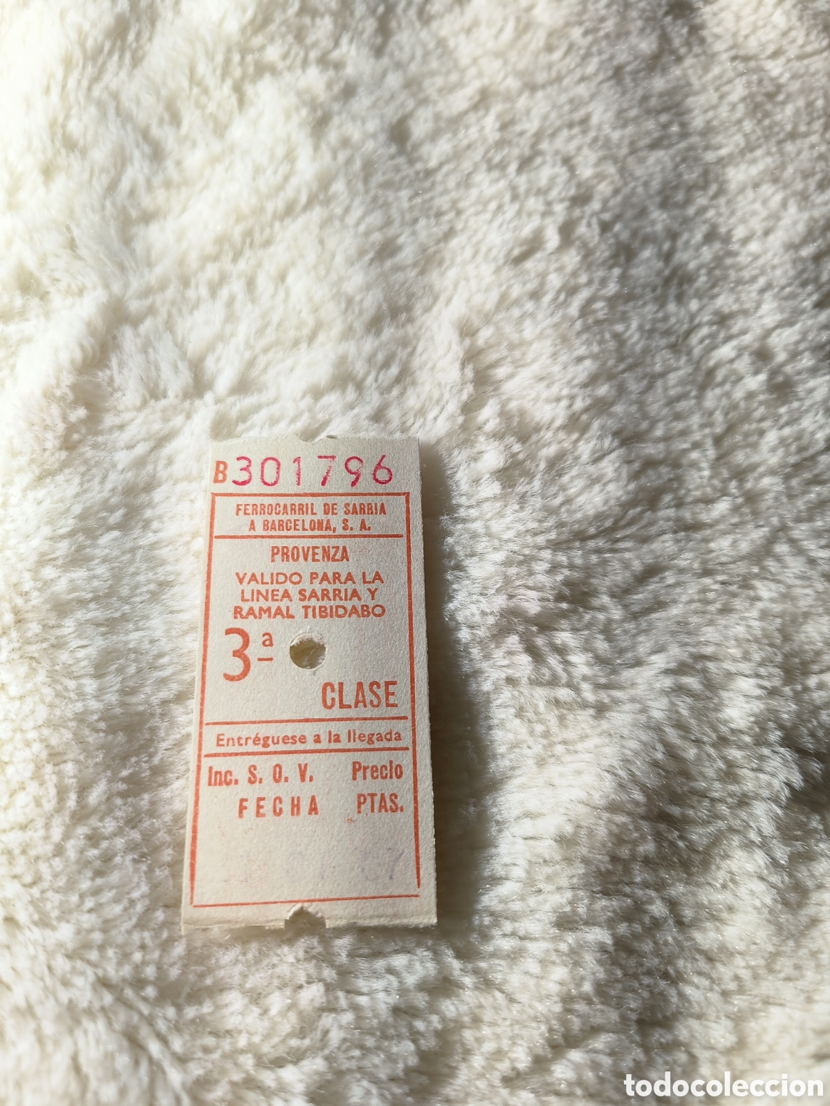 Collectionnisme Billets de transport: Billete ferrocarril Provenza l&iacute;nea Sarri&agrave; y Ramal Tibidabo