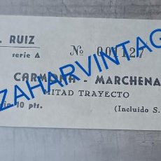 Coleccionismo Billetes de transporte: ANTIGUO BILLETE DE AUTOBUS LINEA CARMONA - MARCHENA, EMPRESA F.RUIZ