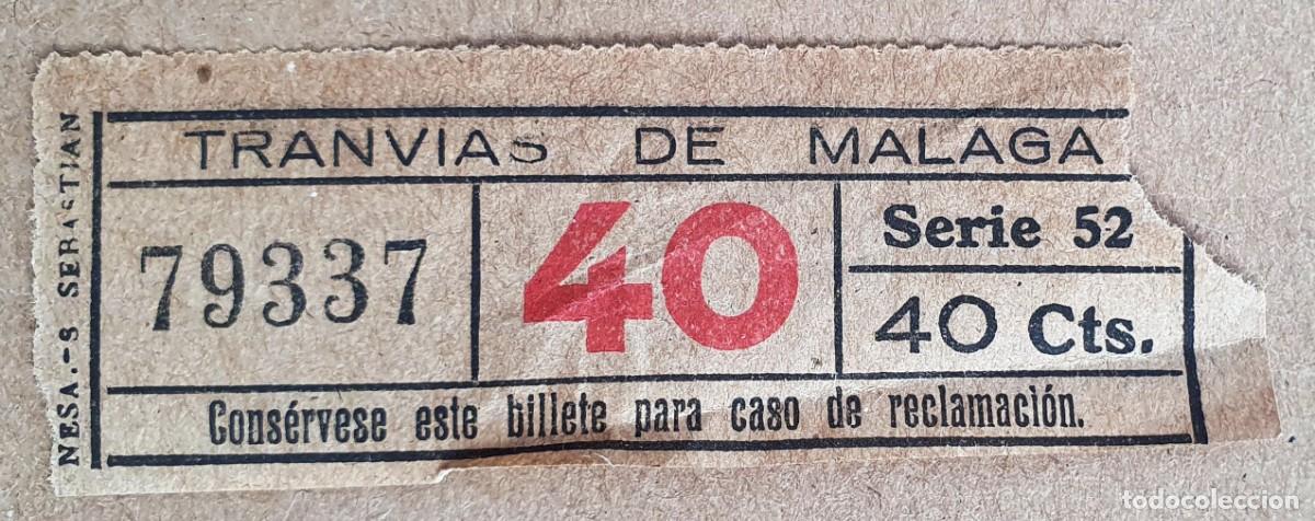 Colecionismos Bilhetes de Transporte: BILLETE DE TRANVIAS DE MALAGA. 40 CTS.