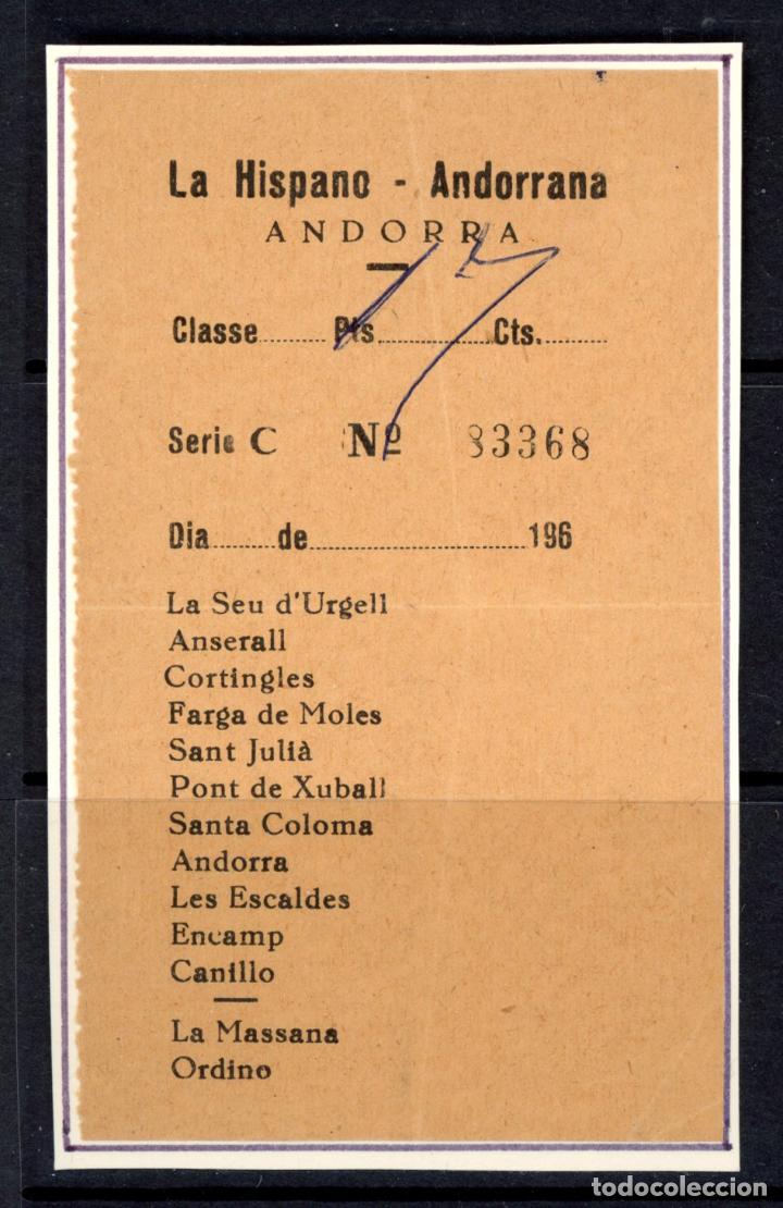 Coleccionismo Billetes de transporte: BILLETE DE LA HISPANO ANDORRANA / 1960 / 13LG10