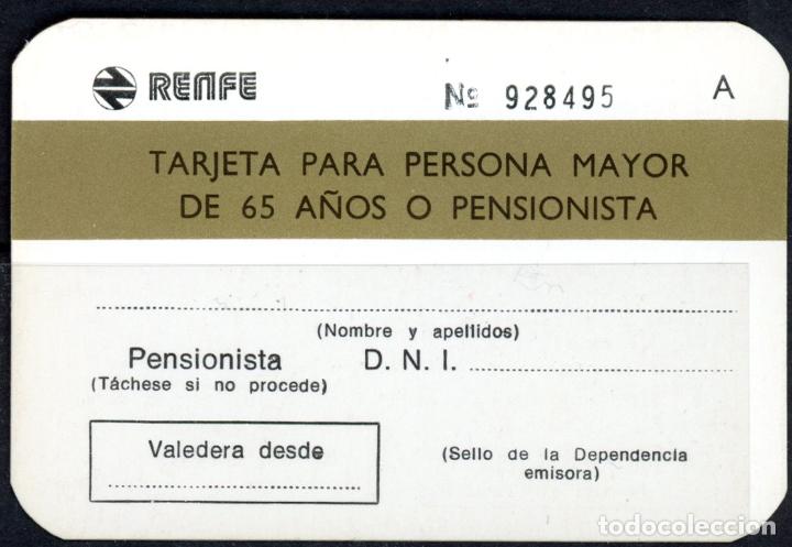 Coleccionismo Billetes de transporte: TARJETA DE RENFE - PENSIONISTAS O + DE 65 A&Ntilde;OS //S 43