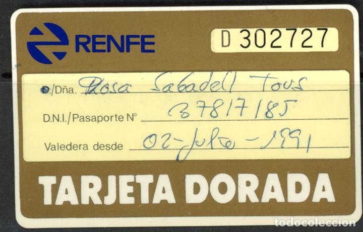 Coleccionismo Billetes de transporte: TARJETA DORADA RENFE / 1991 / S 43