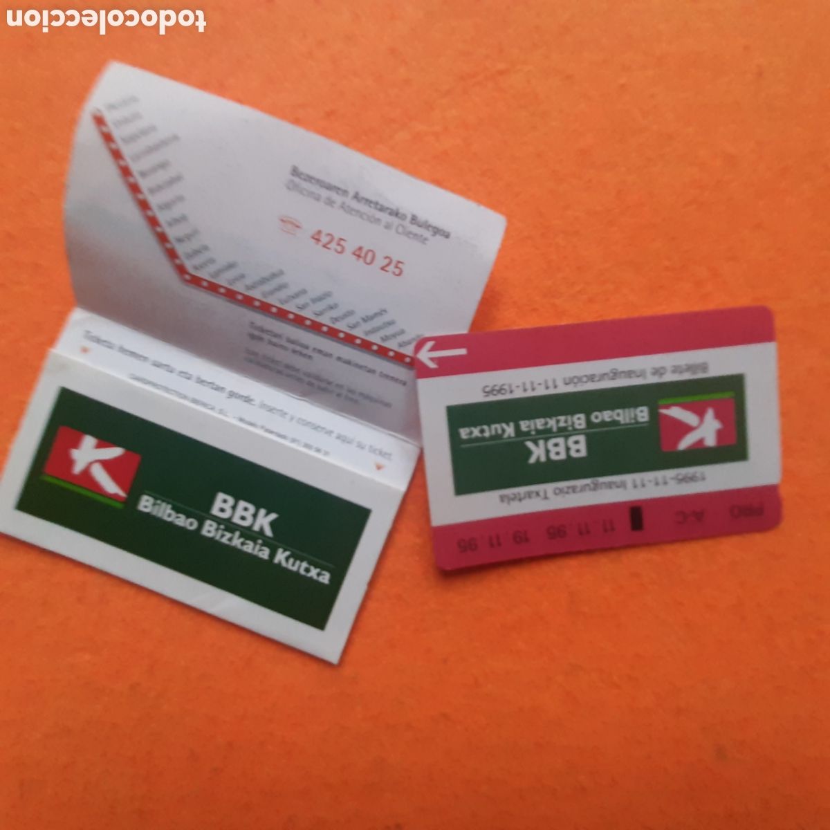 Sammeln von Fahrkarten: Tarjetero + BILLETE DE INAUGURACI&Oacute;N de METRO BILBAO . 11 NOVIEMBRE 1995 INAUGURAZIO TXARTELA. TICKET