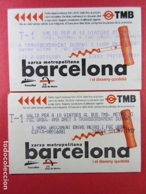 Sammeln von Fahrkarten: ref: DISCOT_01 - 2 TARJETA - COLECCI&Oacute;N MAGNETICA DISE&Ntilde;O COTIDIANO BARCELONA - LEER INTERIOR