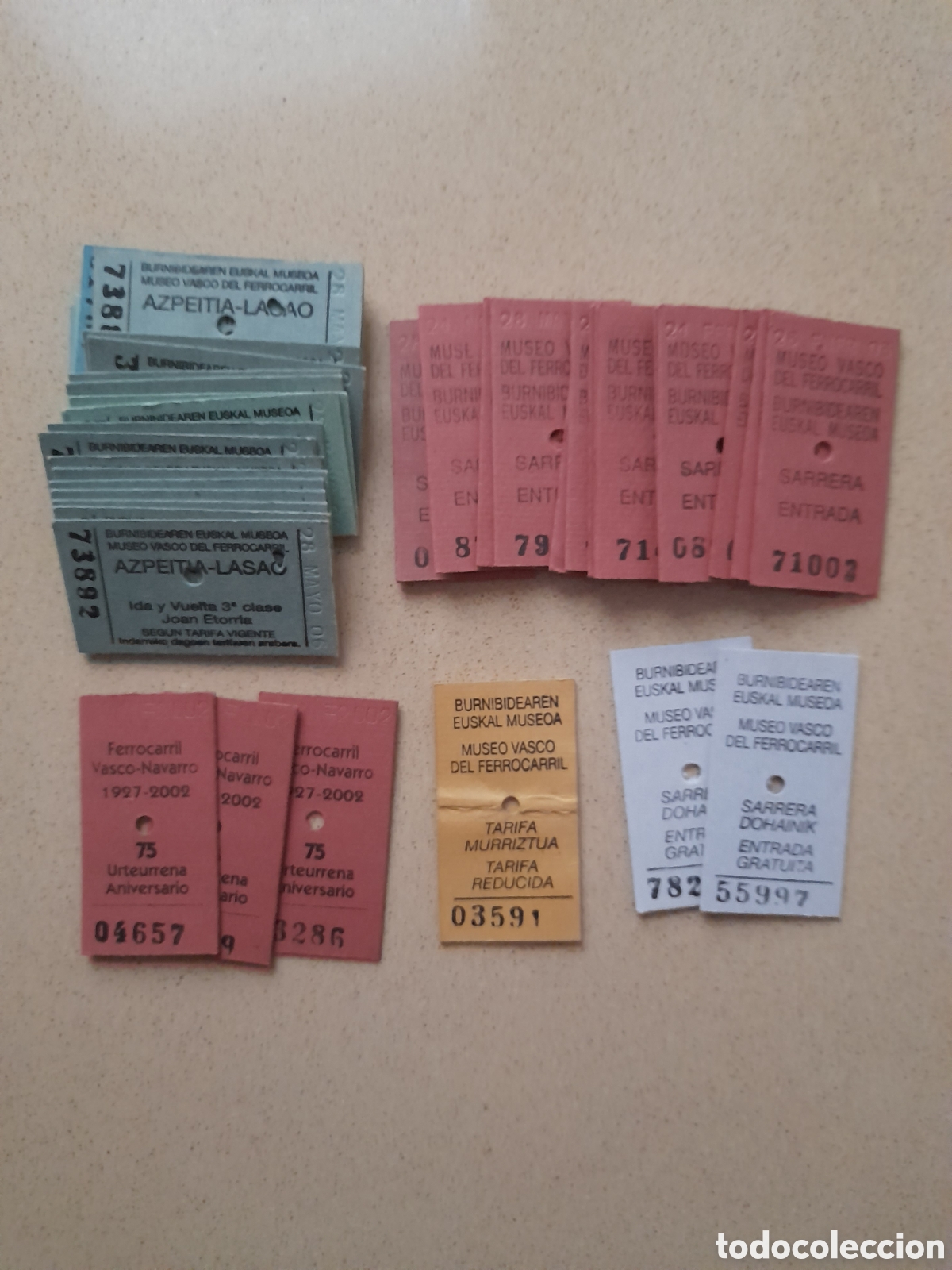 Collectionnisme Billets de transport: 43 billetes cart&oacute;n museo Vasco ferrocarril