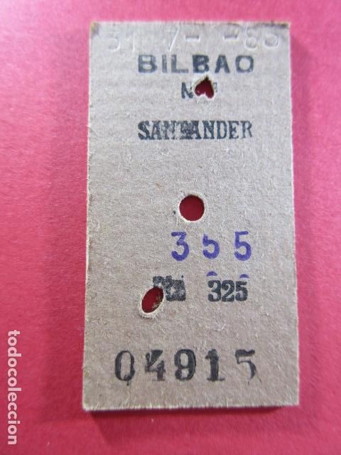 Collectionnisme Billets de transport: BILLETE EDMONSON BILBAO SANTANDER SOBRECARGA 355 - TREN RENFE FERROCARRIL MZA FEVE