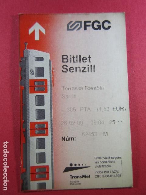Colecionismos Bilhetes de Transporte: TERRASSA SARRIA 305 - REF: COL_FGC_01 COLECCION FGC FERROCARRILES GENERALITAT BILLETE SENZILL