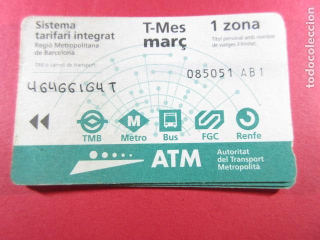 Collectionnisme Billets de transport: ref: TARMAGATM -1 TARJETA T-MES MARZO serie AB1 - COL. MAGNETICA BARCELONA LEER INTERIOR