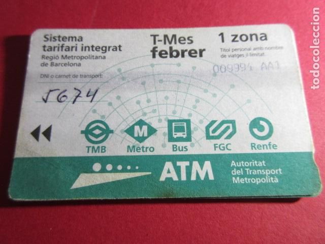 Collectionnisme Billets de transport: ref: TARMAGATM -1 TARJETA T-MES FEBRERO serie AA1 - COL. MAGNETICA BARCELONA LEER INTERIOR