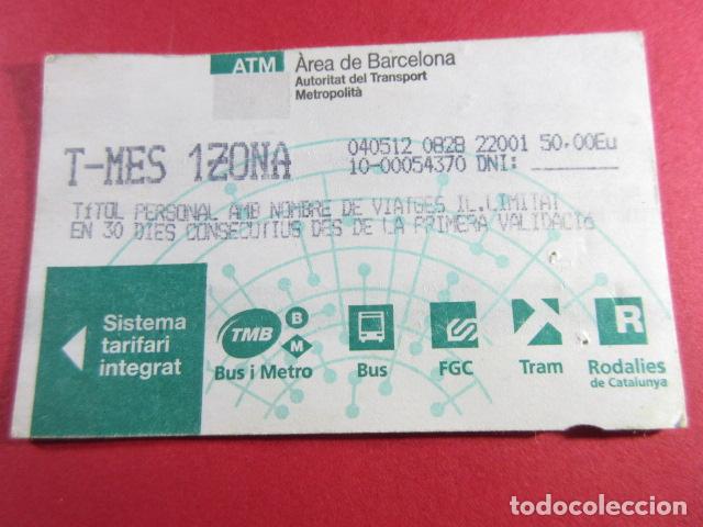 Collectionnisme Billets de transport: ref: TARMAGATM -1 TARJETA T-MES 1 ZONA VER MODELO - COL. MAGNETICA BARCELONA LEER INTERIOR