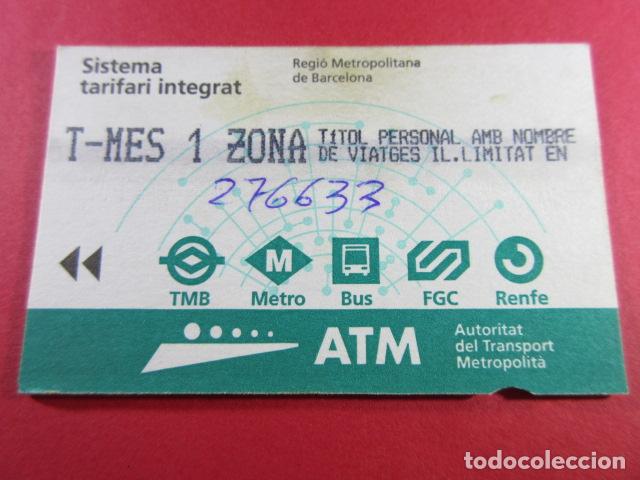 Collectionnisme Billets de transport: ref: TARMAGATM -1 TARJETA T-MES 1 ZONA VER MODELO - COL. MAGNETICA BARCELONA LEER INTERIOR