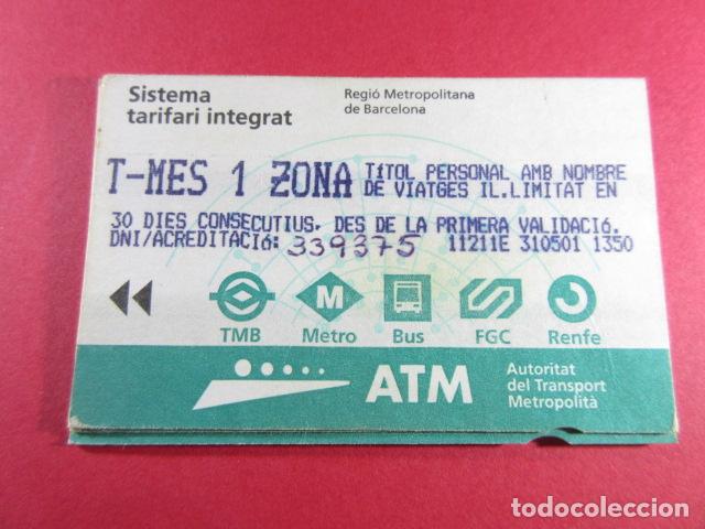 Collectionnisme Billets de transport: ref: TARMAGATM -1 TARJETA T-MES 1 ZONA VER MODELO - COL. MAGNETICA BARCELONA LEER INTERIOR