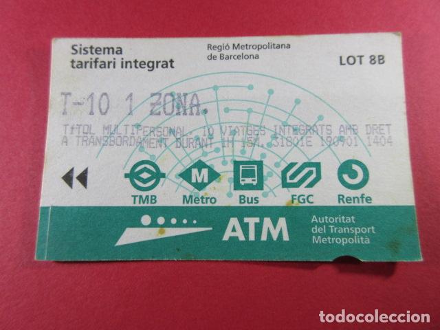 Collectables Transport Tickets: ref: TARMAGATM -1 TARJETA T-10 1 ZONA SERIE 8B VER Z - COL. MAGNETICA ATM BARCELONA LEER INTERIOR