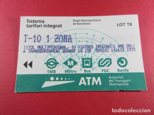 Collectables Transport Tickets: ref: TARMAGATM -1 TARJETA T-10 1 ZONA SERIE T8 - COL. MAGNETICA ATM BARCELONA LEER INTERIOR