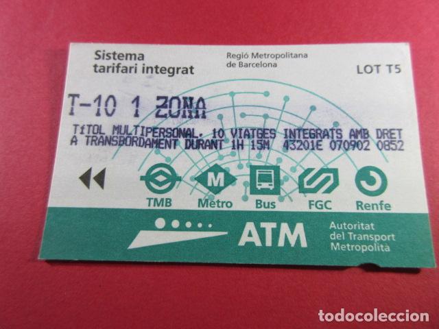 Collectables Transport Tickets: ref: TARMAGATM -1 TARJETA T-10 1 ZONA SERIE T5 - COL. MAGNETICA ATM BARCELONA LEER INTERIOR