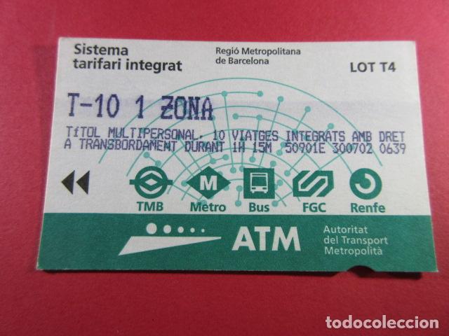 Collectables Transport Tickets: ref: TARMAGATM -1 TARJETA T-10 1 ZONA SERIE T4 - COL. MAGNETICA ATM BARCELONA LEER INTERIOR